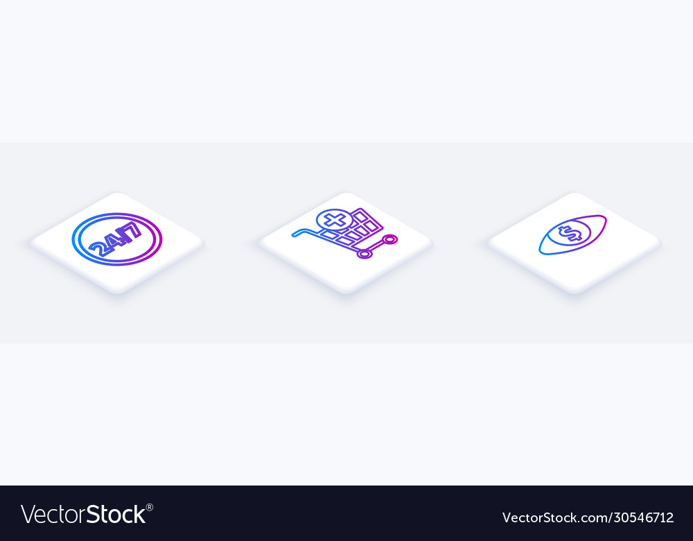 Set isometric line clock 24 hours add to shopping