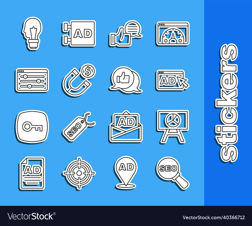 Set line seo optimization board with graph chart vector image Set line seo optimization board with graph chart