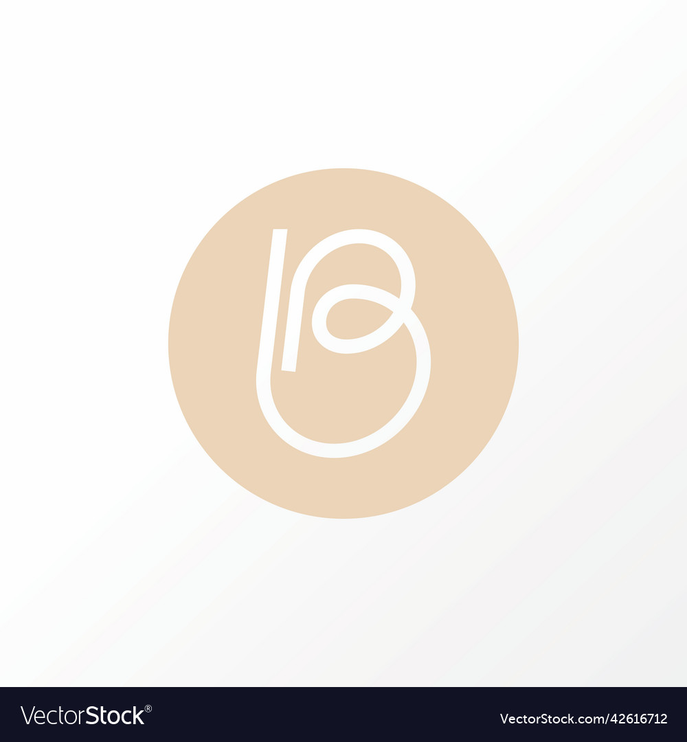 Unique letter b or pb line art out font on circle