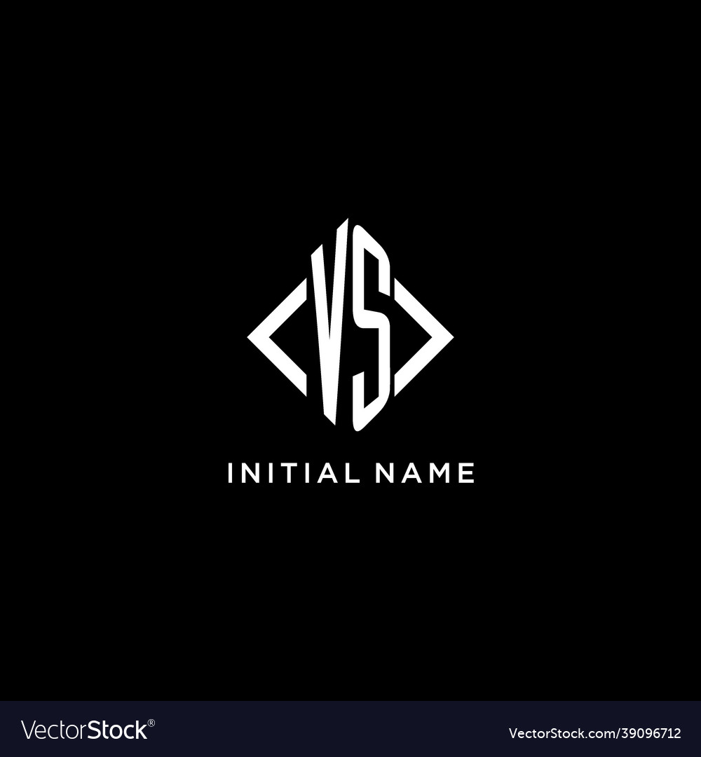 Vs initial monogram with rhombus shape logo design Vector Image Vs initial monogram with rhombus shape logo design