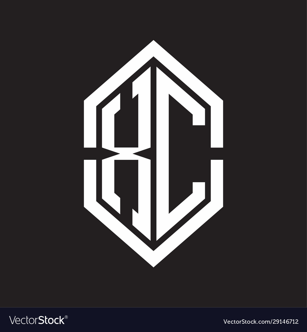 Xc logo monogram with hexagon shape and outline