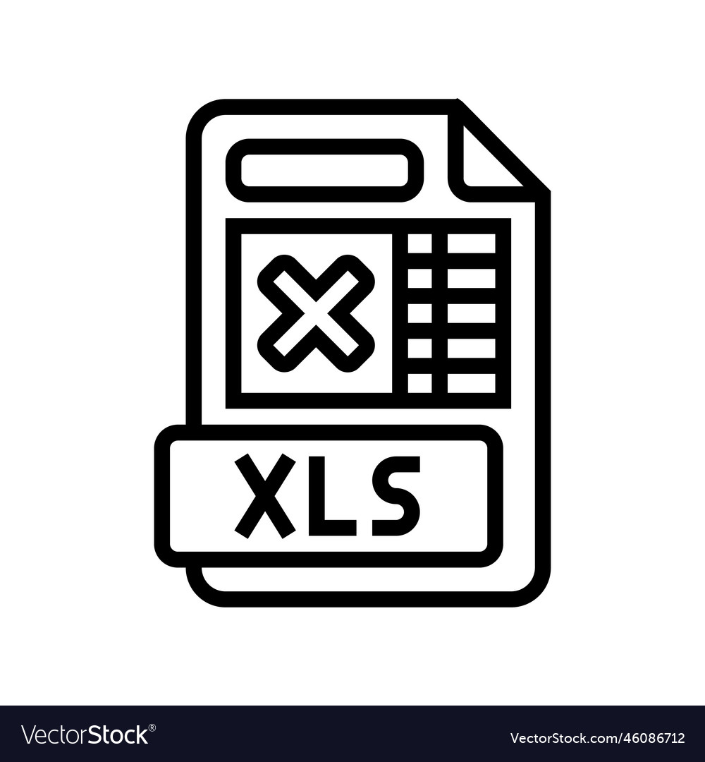 Xls file format document line icon vector image Xls file format document line icon