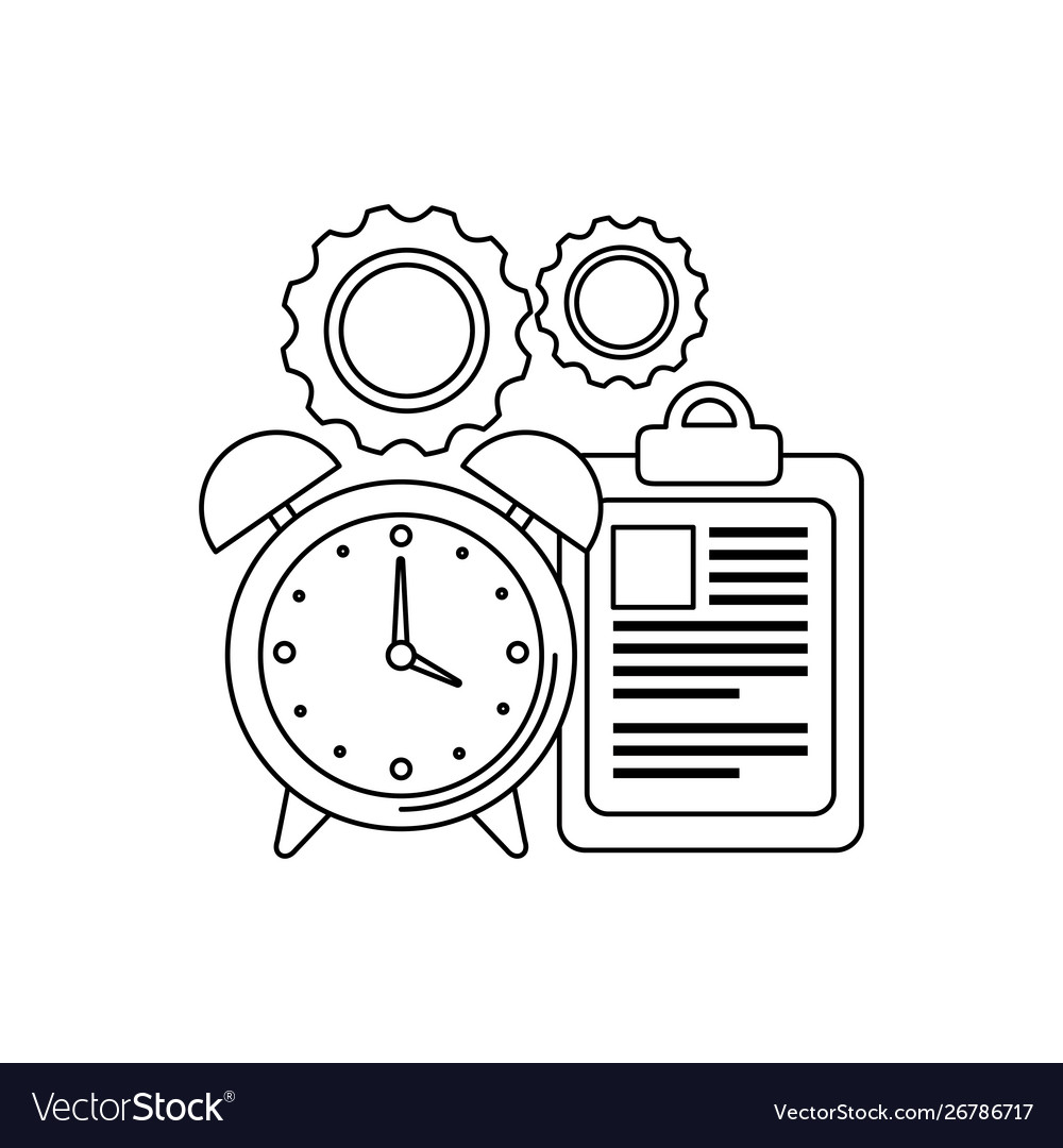 Alarm clock with checklist icon vector image Alarm clock with checklist icon