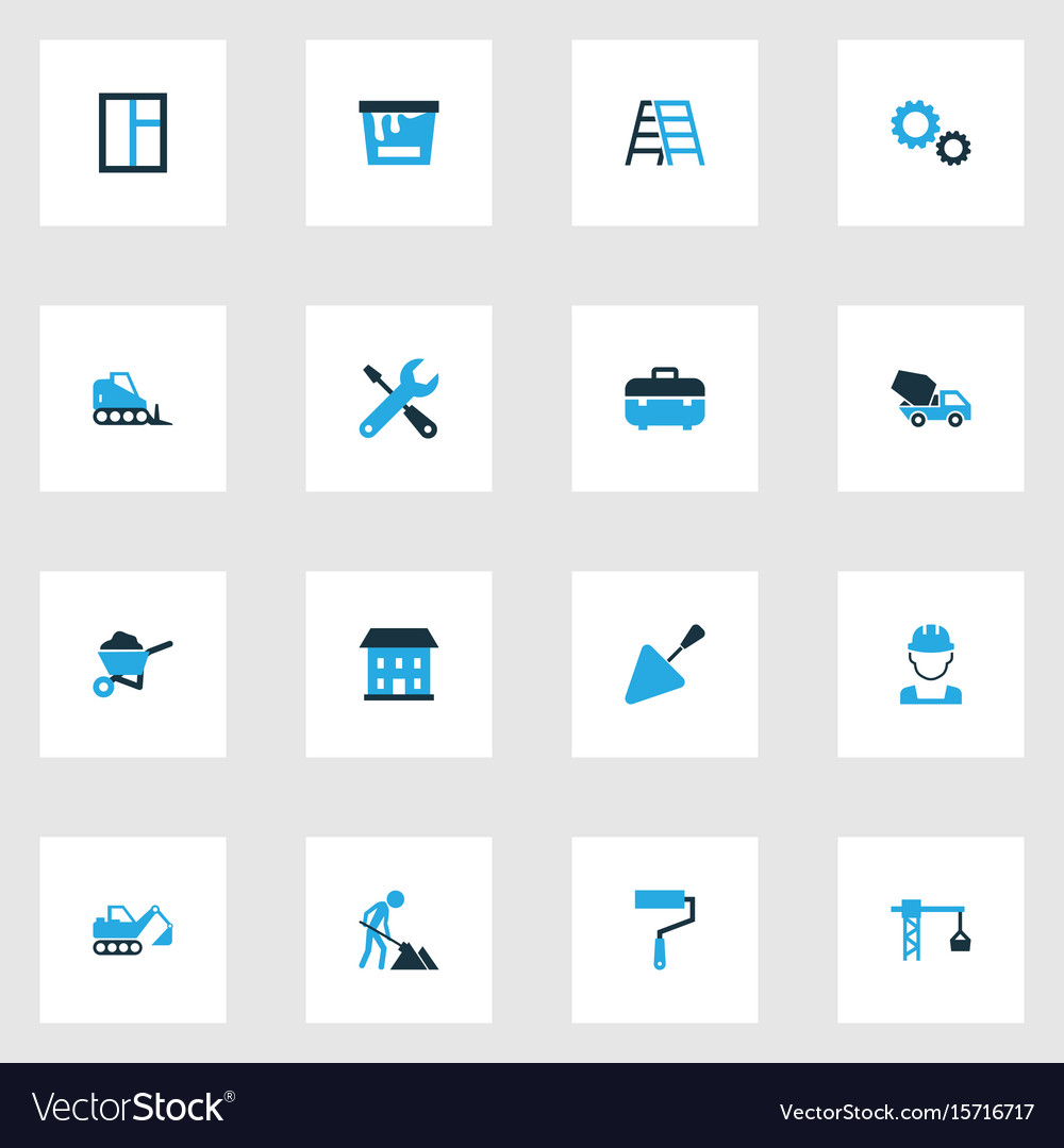 Architecture colorful icons set collection