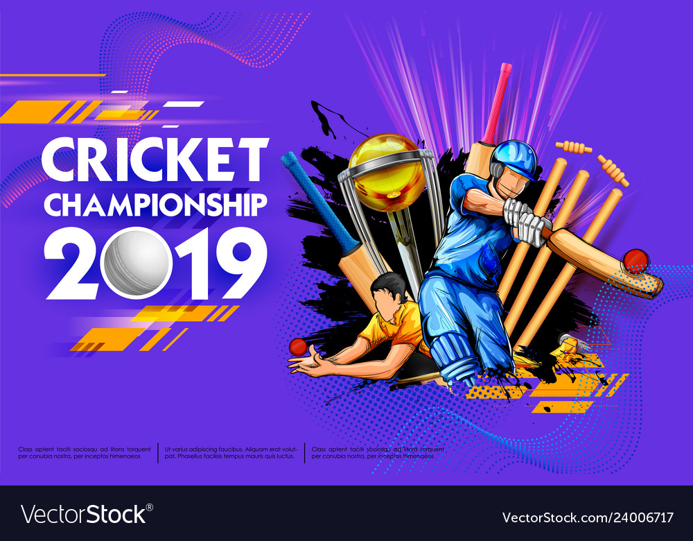 Batsman playing game of cricket championship Vector Image