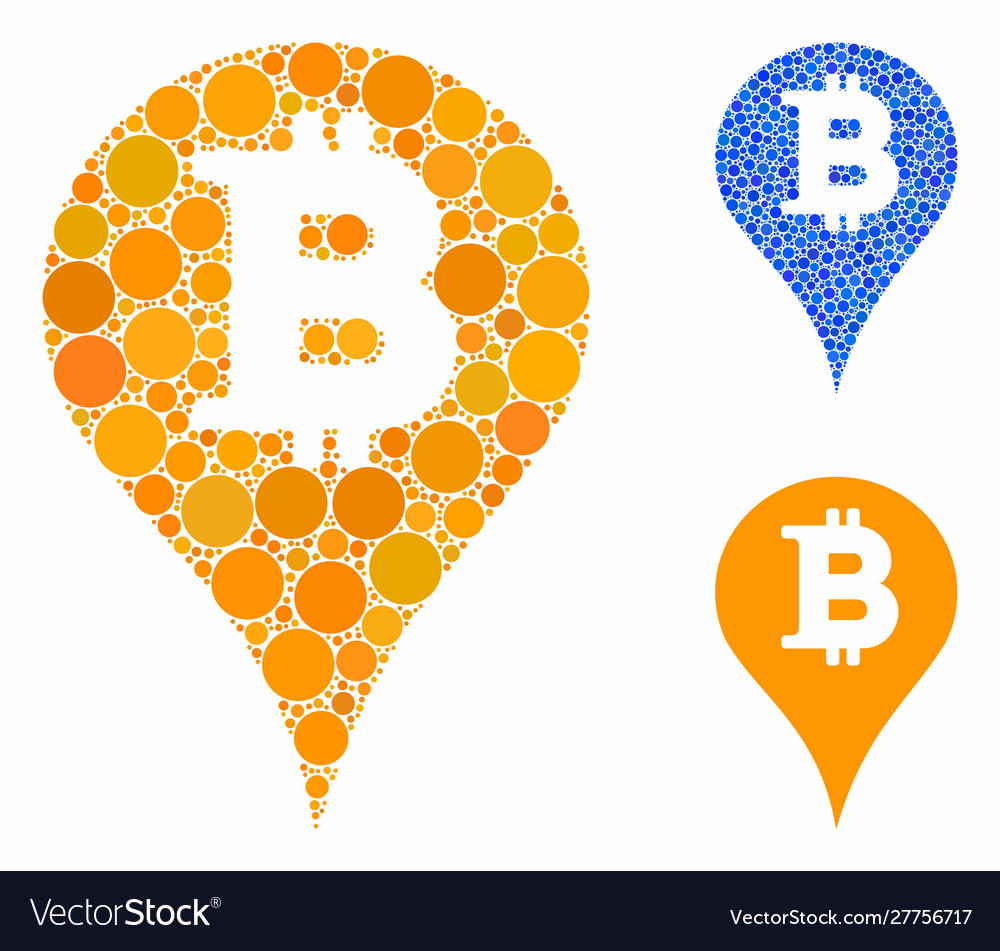 Bitcoin marker composition icon round dots vector image Bitcoin marker composition icon round dots