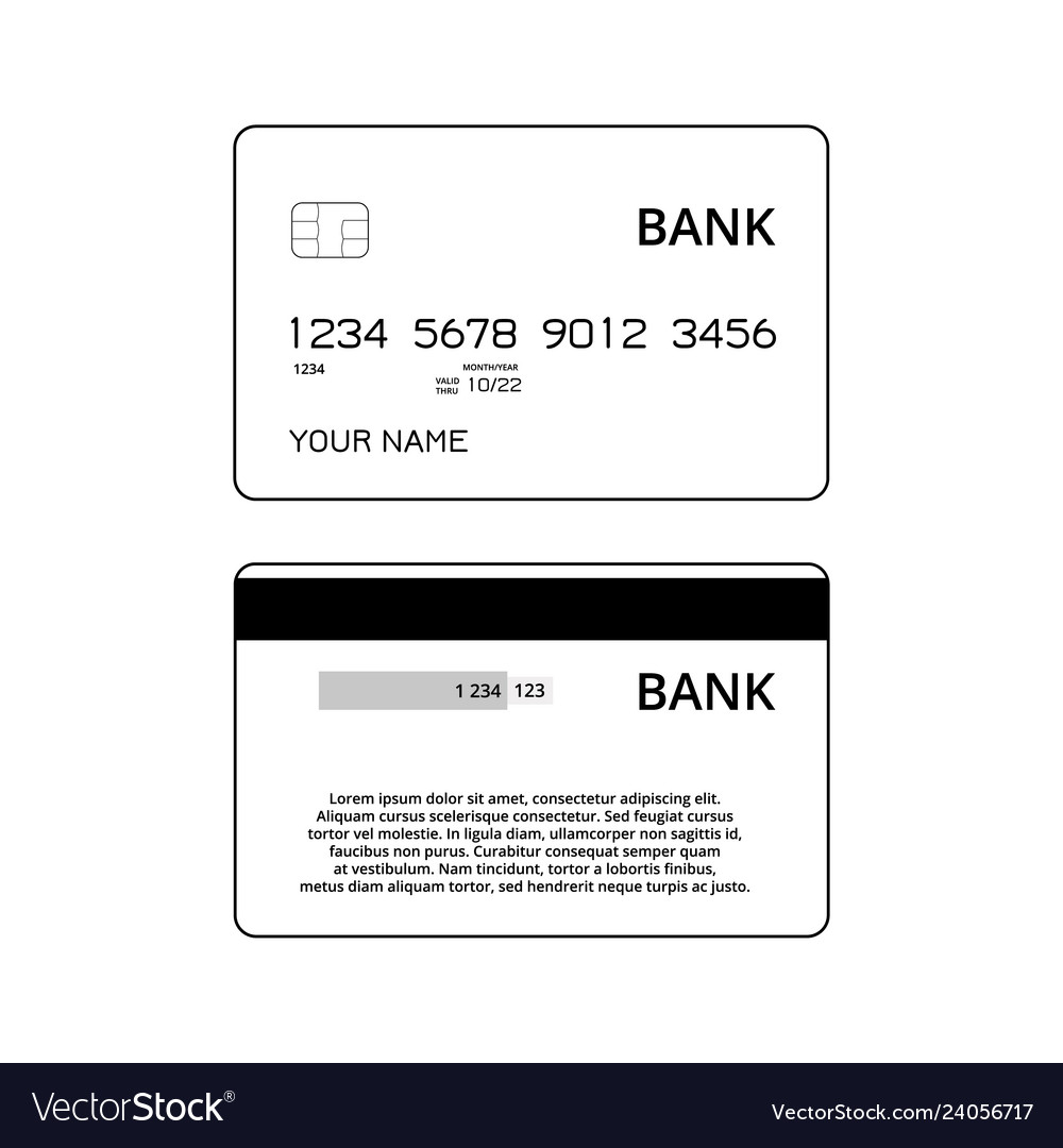 Credit cards front and back black white Royalty Free Vector