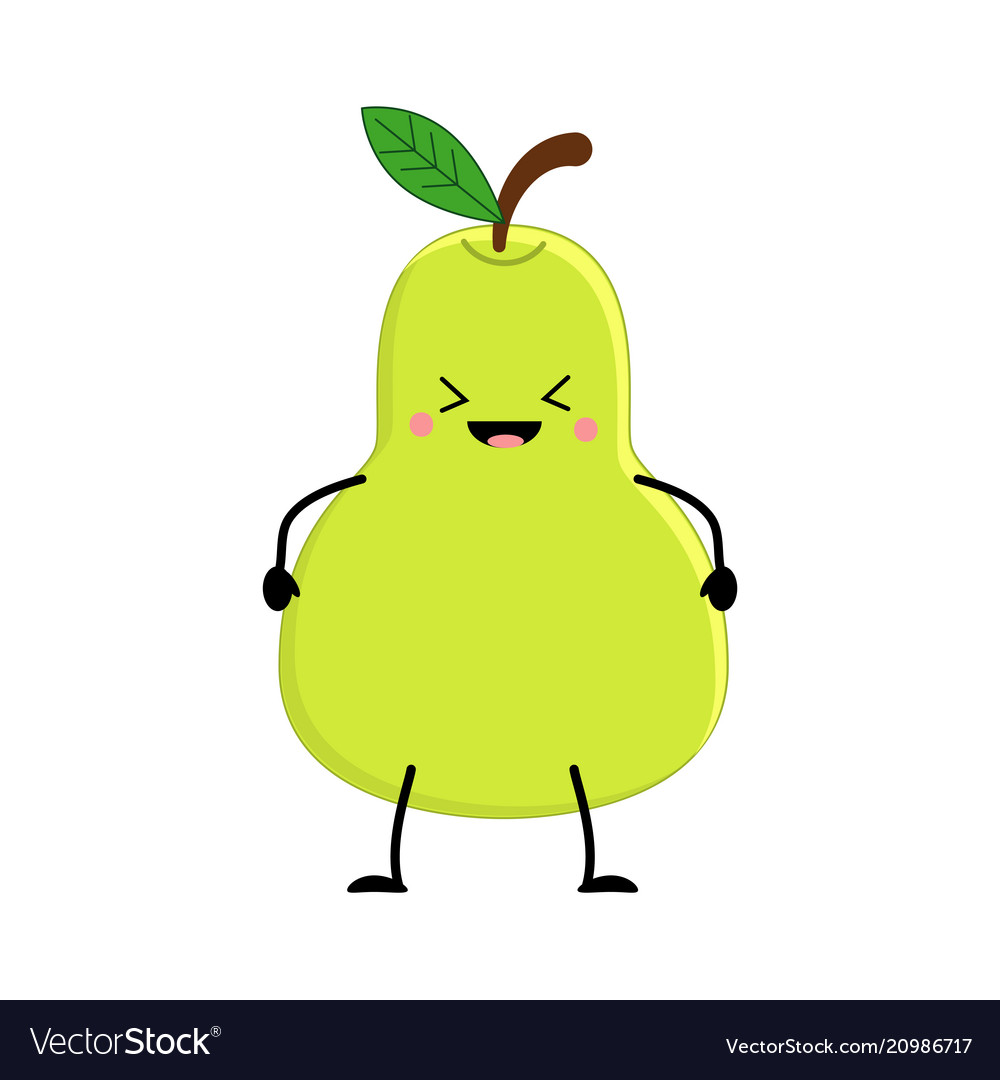 Cute Cartoon Pear Kawai Pear Royalty Free Vector Image