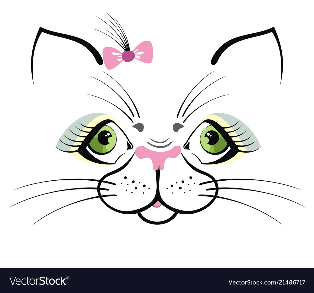 Funny cat with green eyes Royalty Free Vector Image