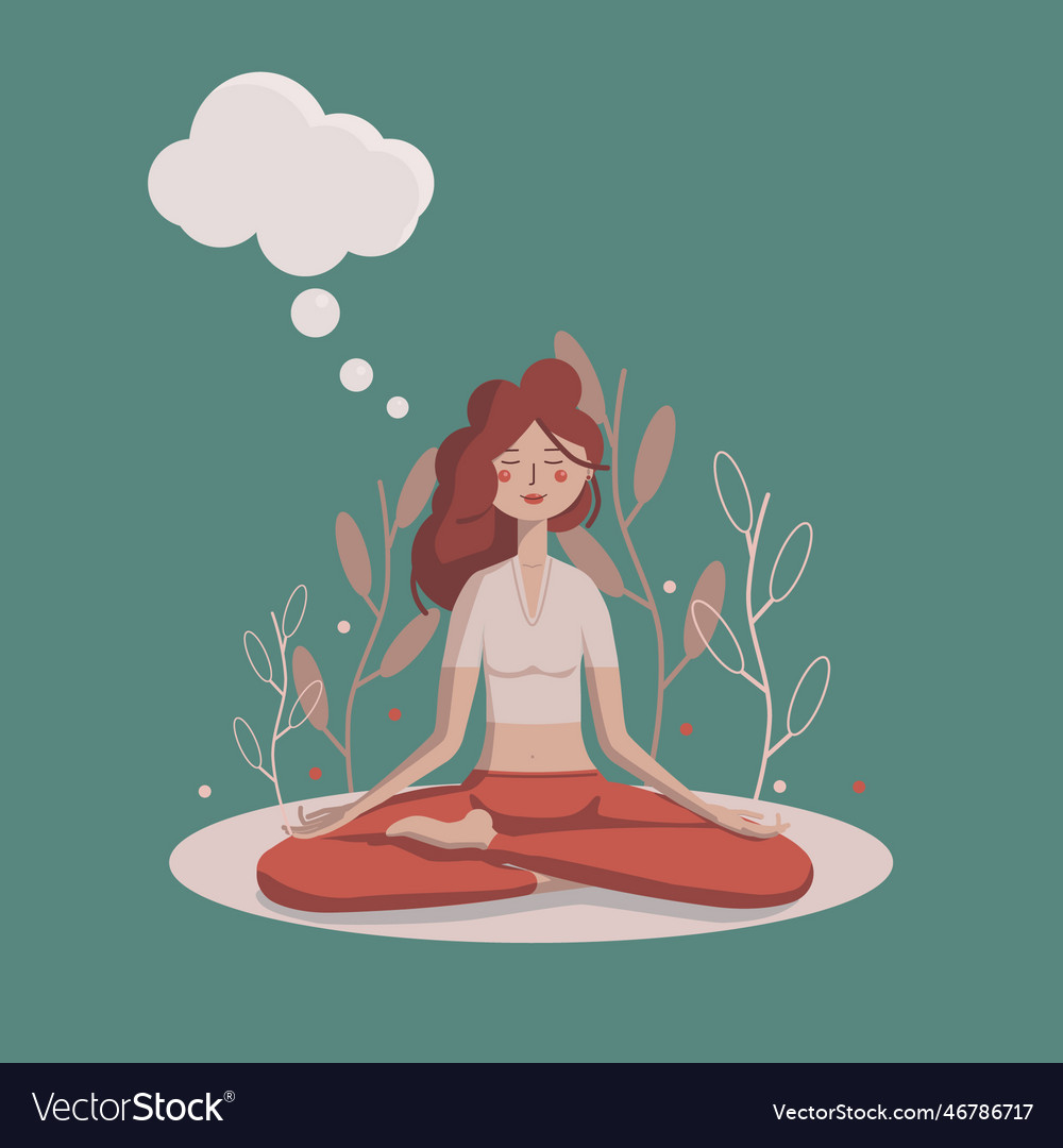 Girl is meditating in the lotus position Vector Image