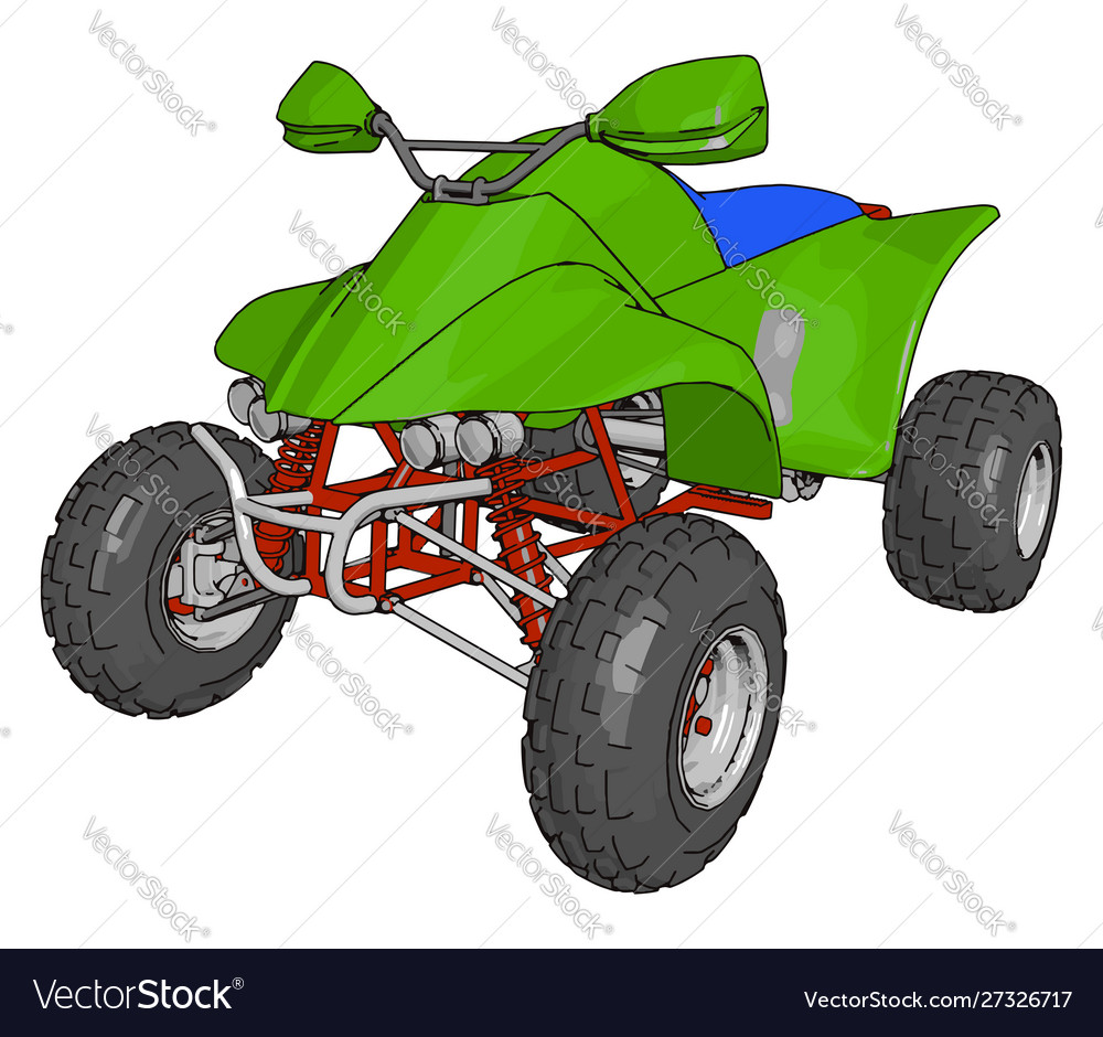 Green quad bike on white background Royalty Free Vector