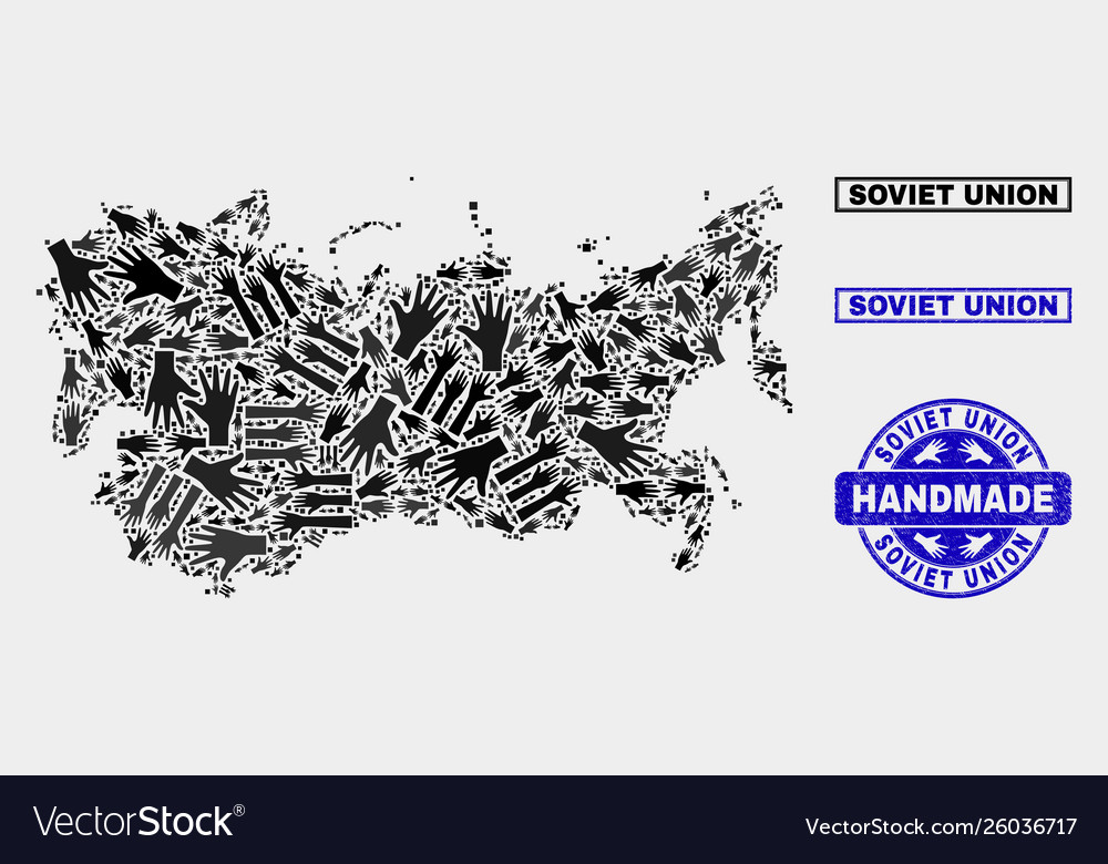Handmade composition soviet union map Vector Image Handmade composition soviet union map