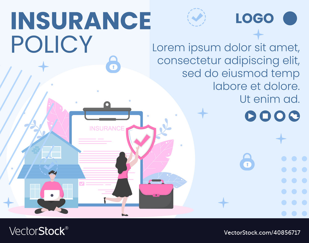 Insurance policy brochure template flat design Vector Image