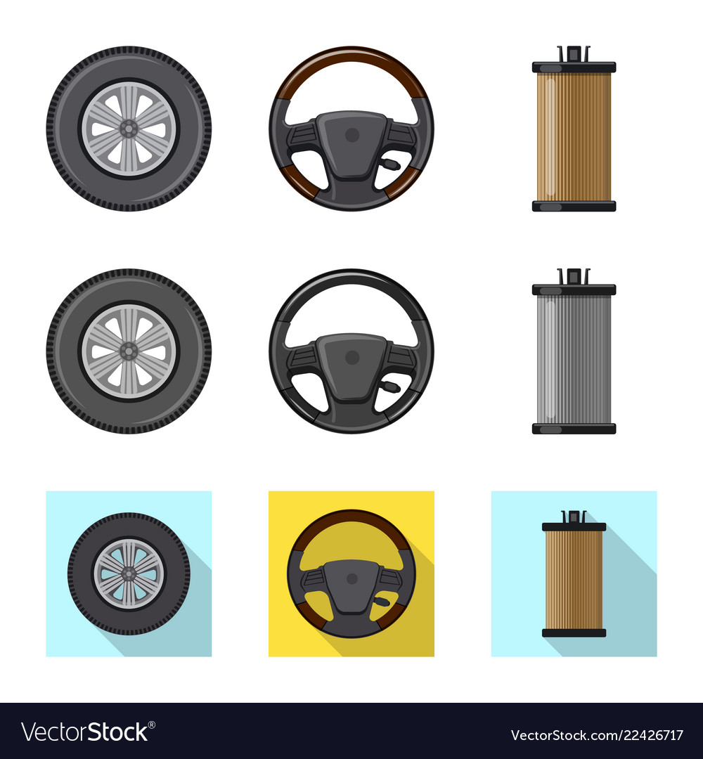 Isolated object of auto and part sign set vector image Isolated object of auto and part sign set