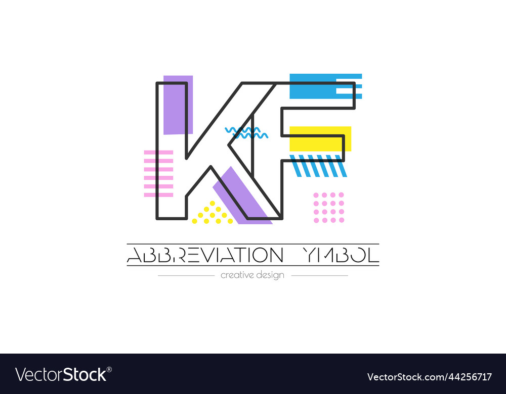 Letters k and f merging of two initials vector image Letters k and f merging of two initials