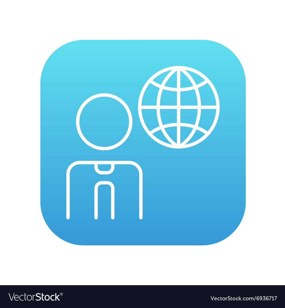 Man with globe line icon