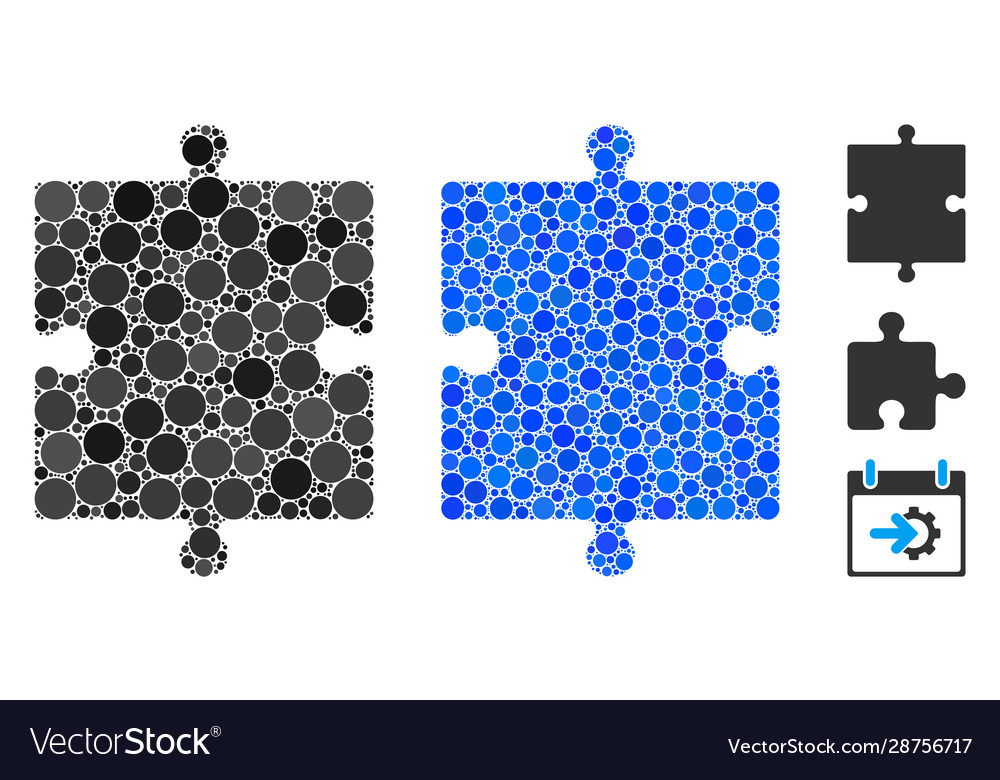 Puzzle part mosaic icon circles