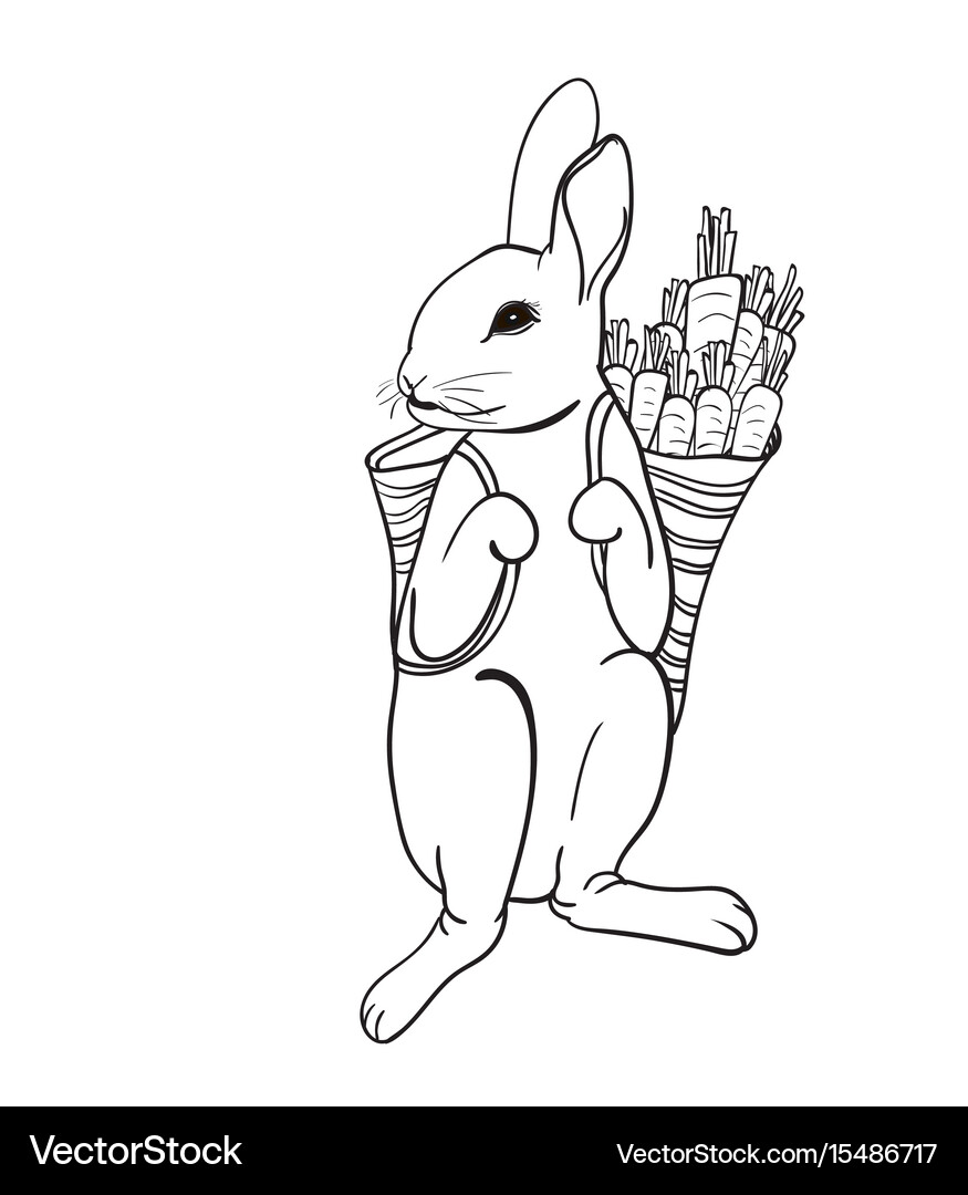 Rabbit carry bag that full with carrot Royalty Free Vector