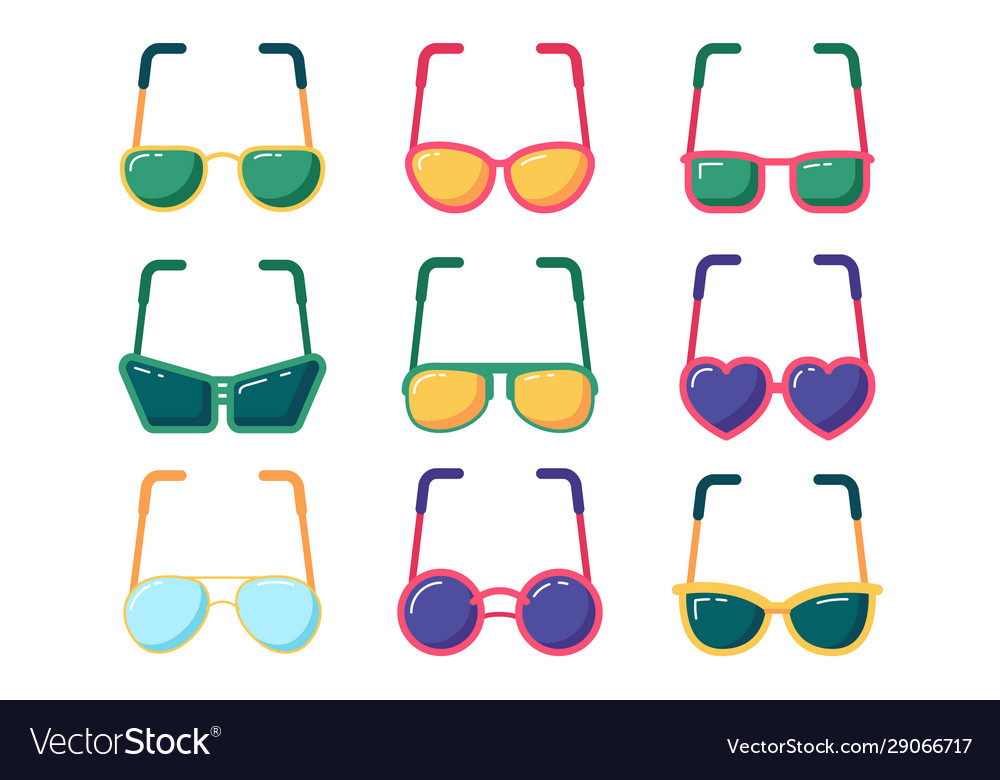 Seasonal sunglasses collection in flat style