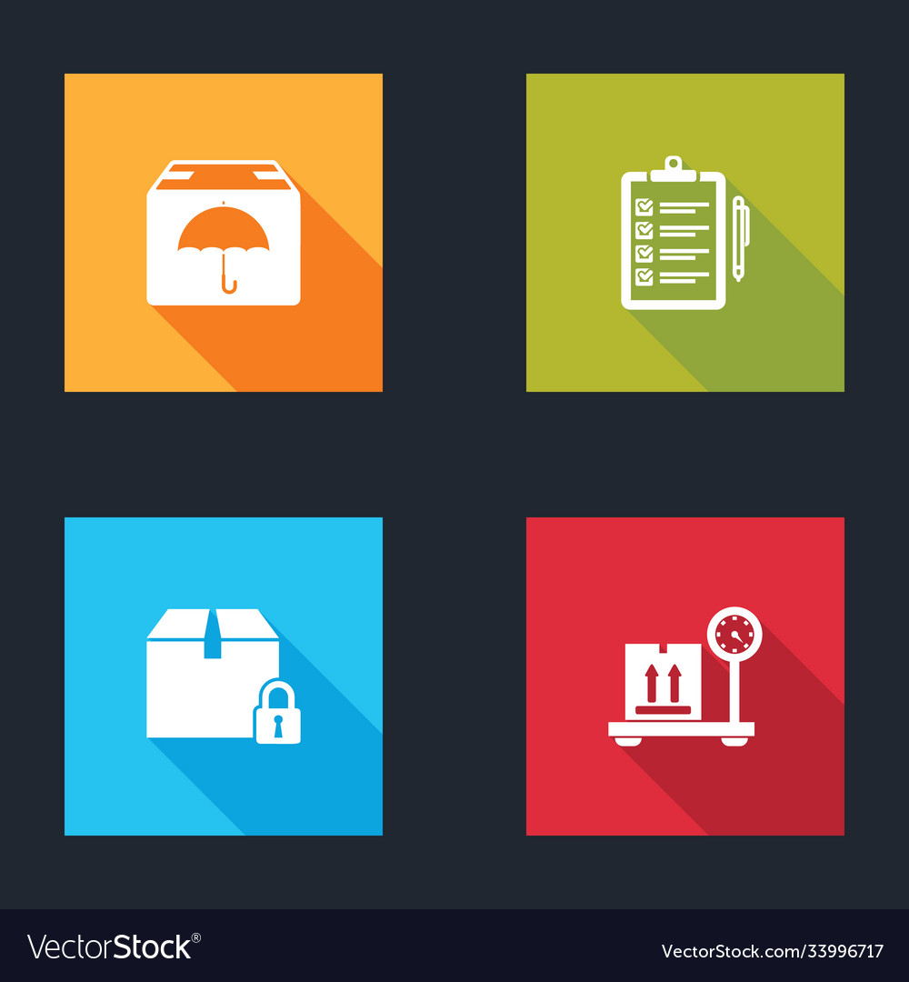 Set delivery package with umbrella verification vector image Set delivery package with umbrella verification