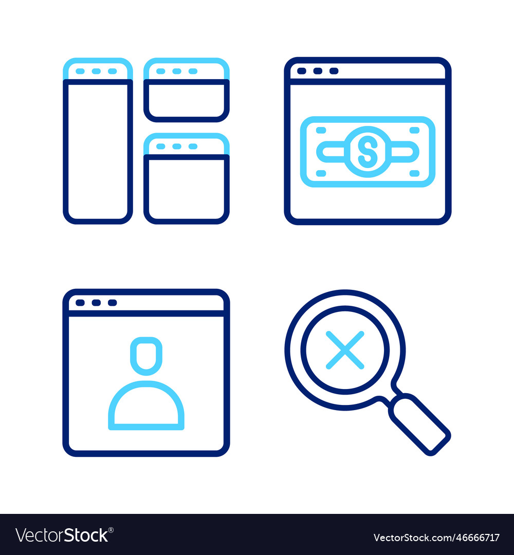 Set line magnifying glass and delete create vector image Set line magnifying glass and delete create