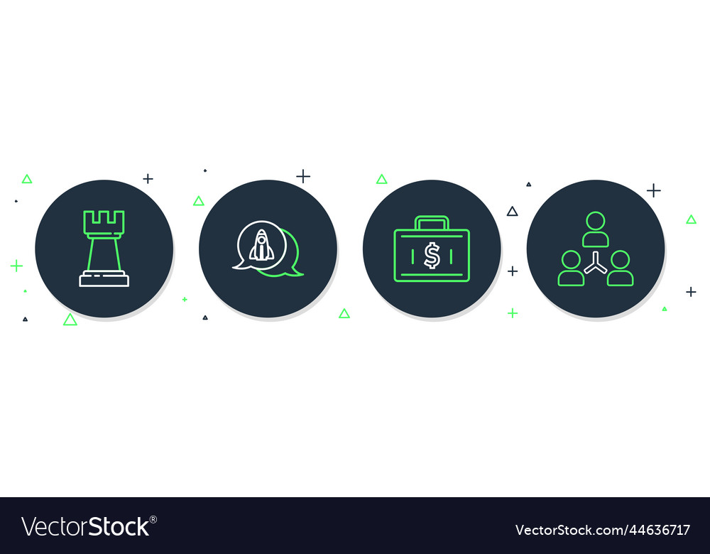 Set line startup project concept briefcase vector image Set line startup project concept briefcase