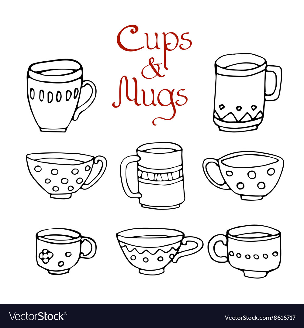 Set of 8 cute mugs and cups