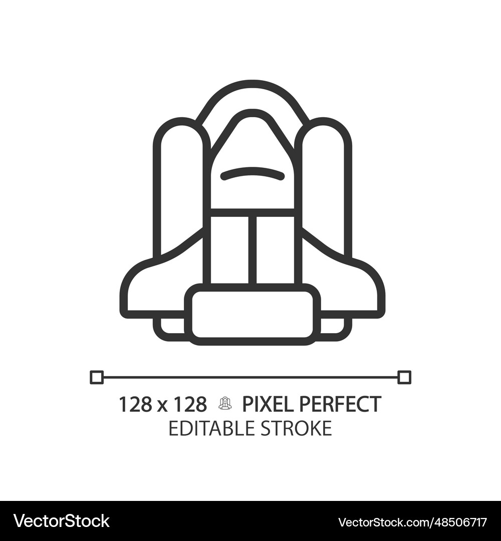 Space shuttle pixel perfect linear icon Royalty Free Vector