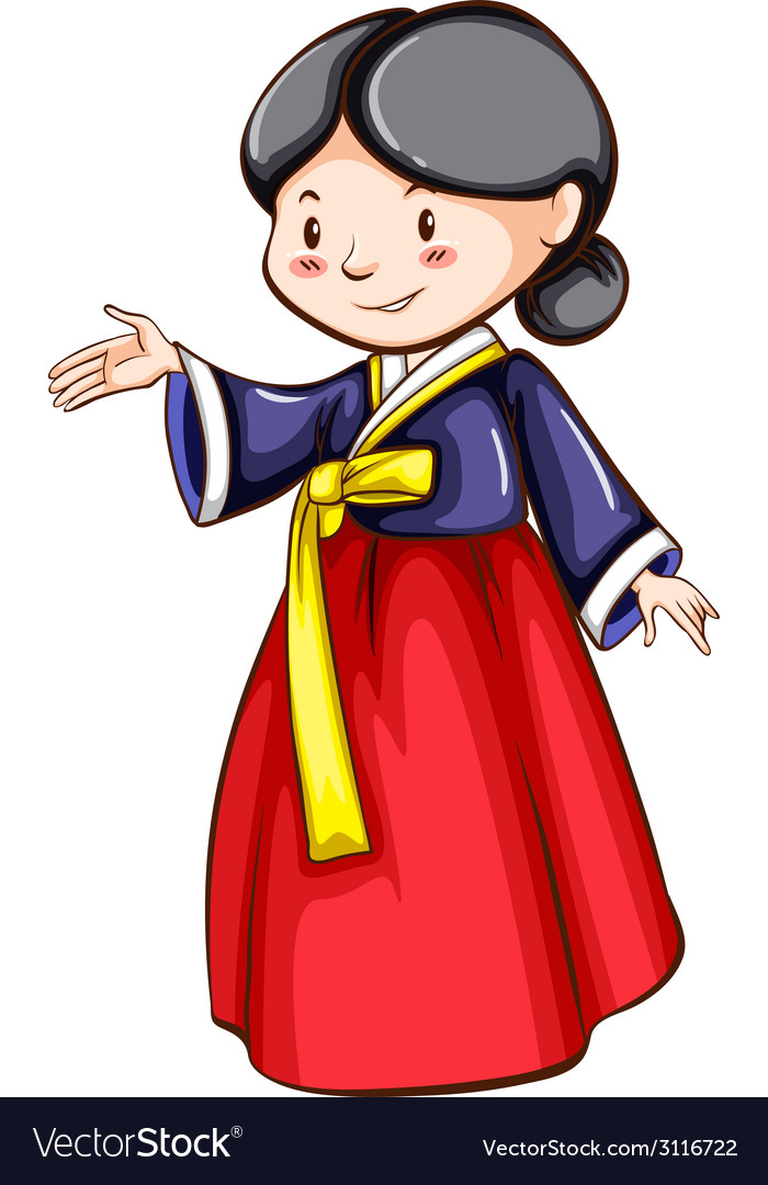 A sketch of girl wearing an asian costume Vector Image