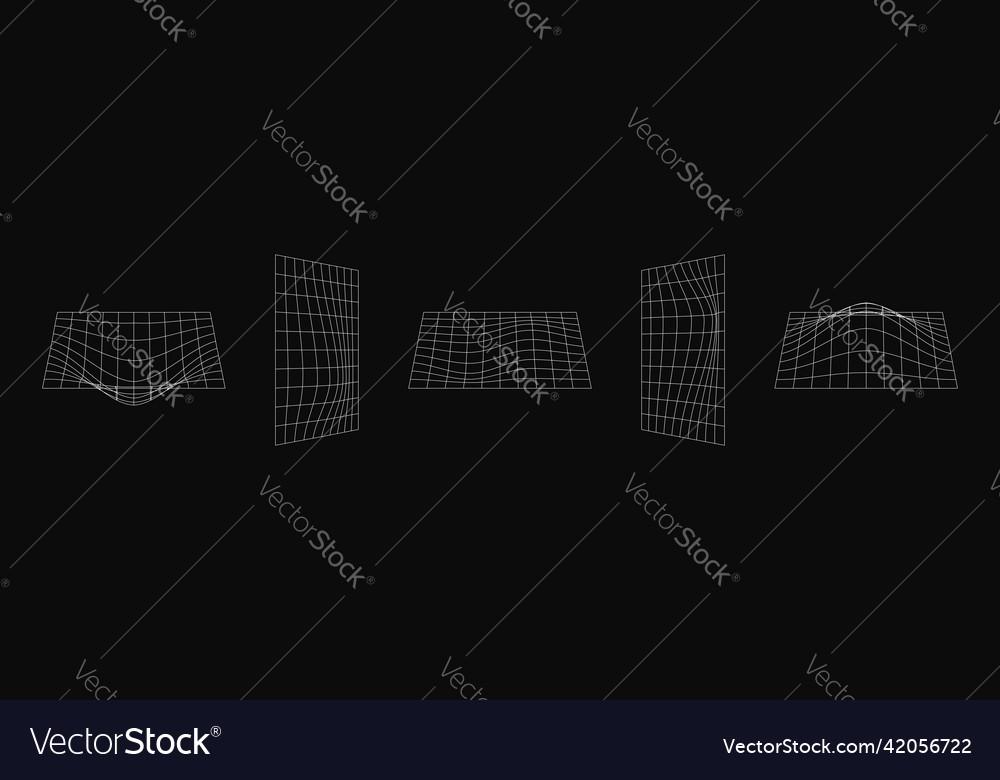 Abstract retro wireframe shapes set of 3d vector image Abstract retro wireframe shapes set of 3d