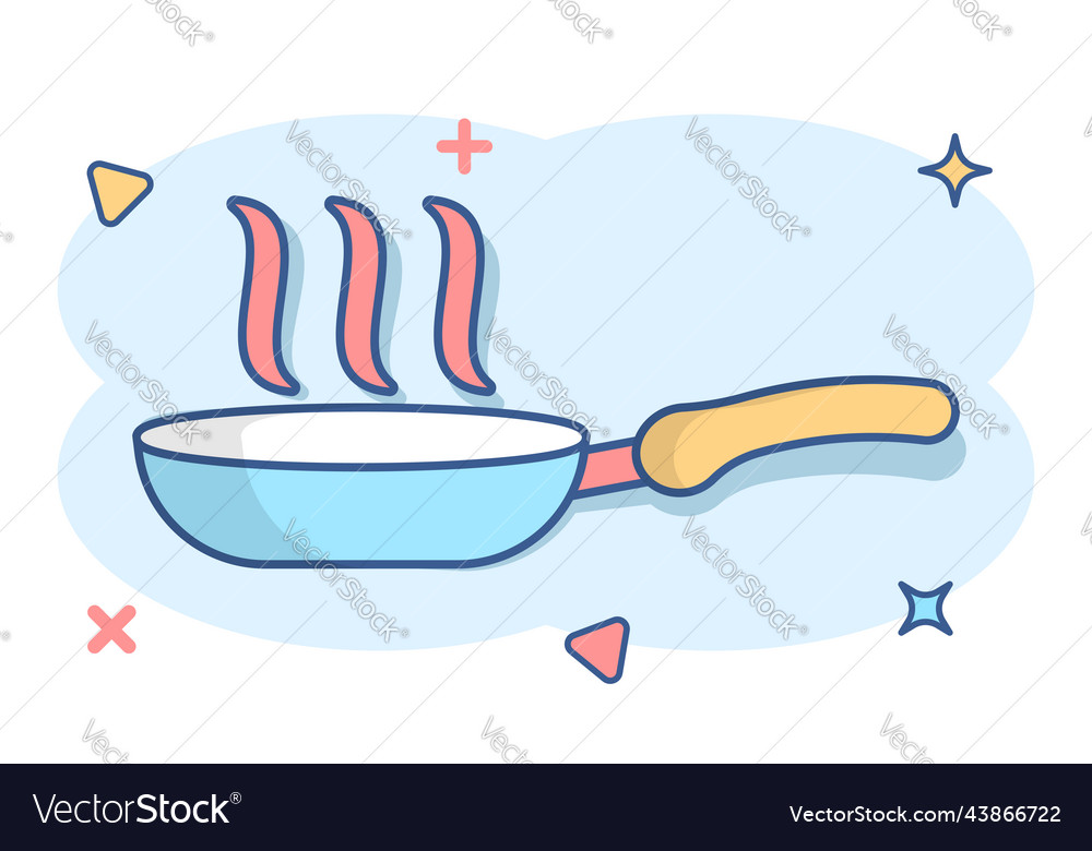 Cartoon frying pan Ikone im Comic-Stil Kochen vector image Cartoon frying pan Ikone im Comic-Stil Kochen