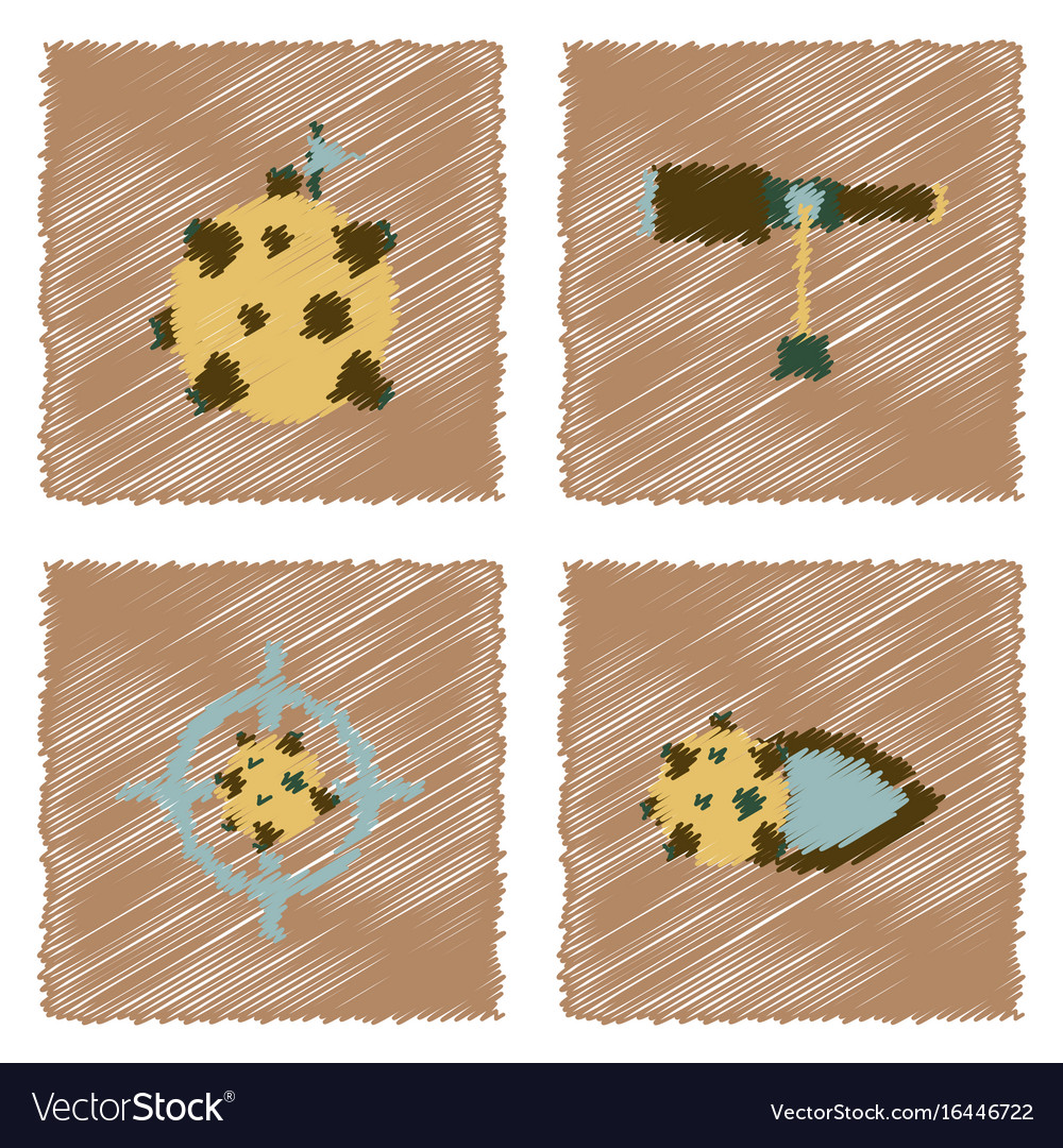 Collection of icons and space concept in stroke