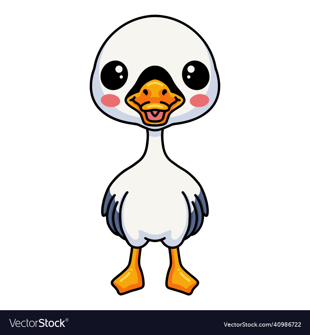 Cute little goose cartoon standing Royalty Free Vector Image