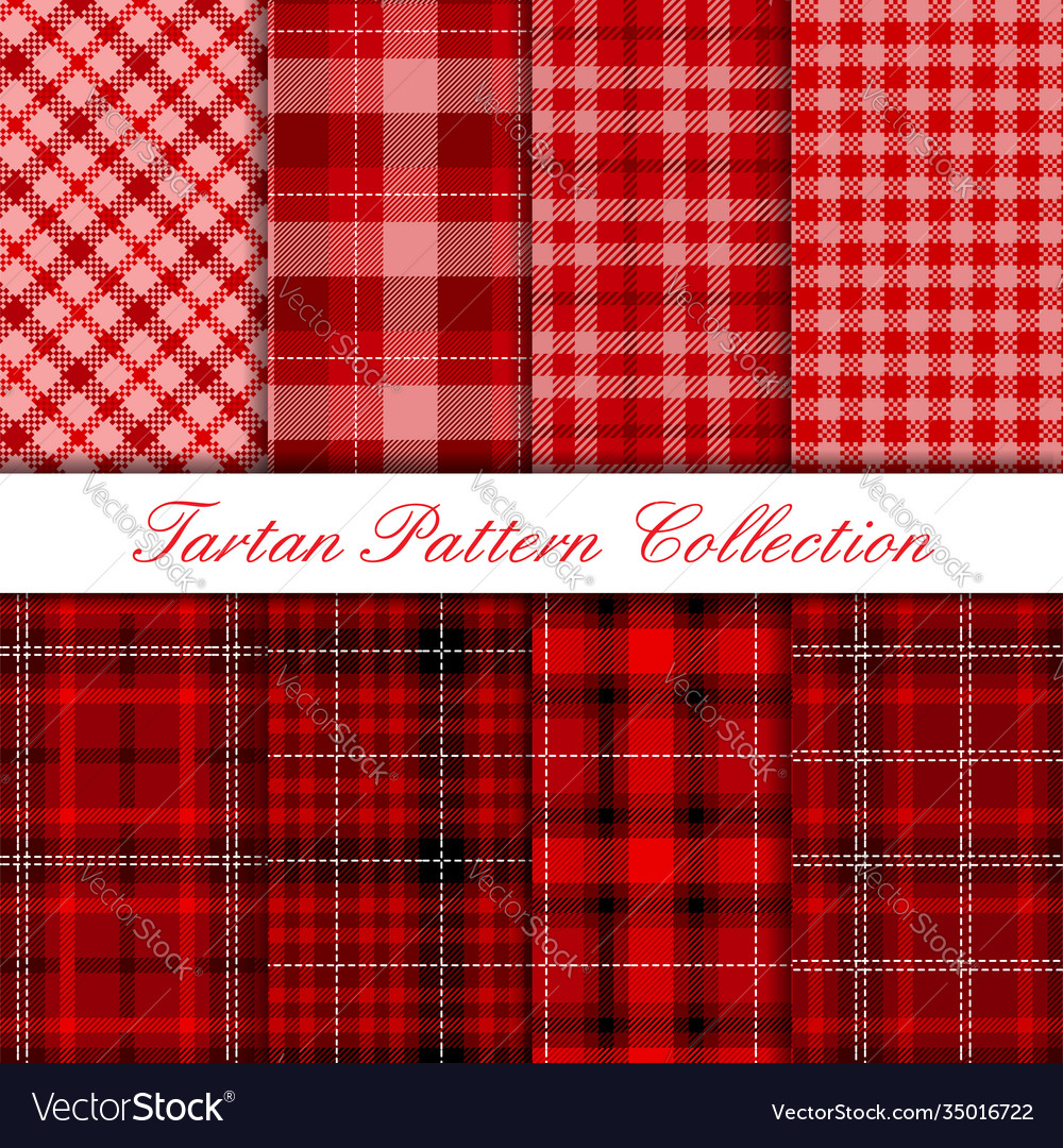 Dark red tartan pattern collection Royalty Free Vector Image