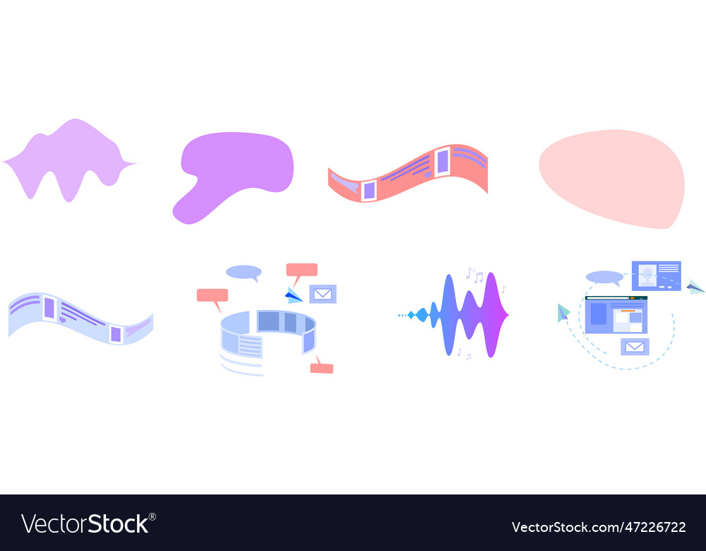 Digital technology set simple frame vector image Digital technology set simple frame