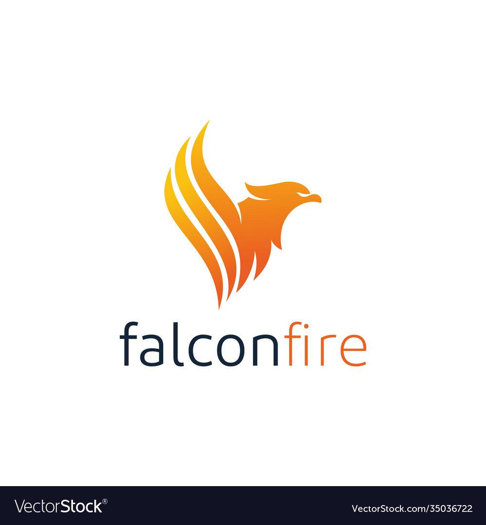 Eagle with fire flame logo design Royalty Free Vector Image