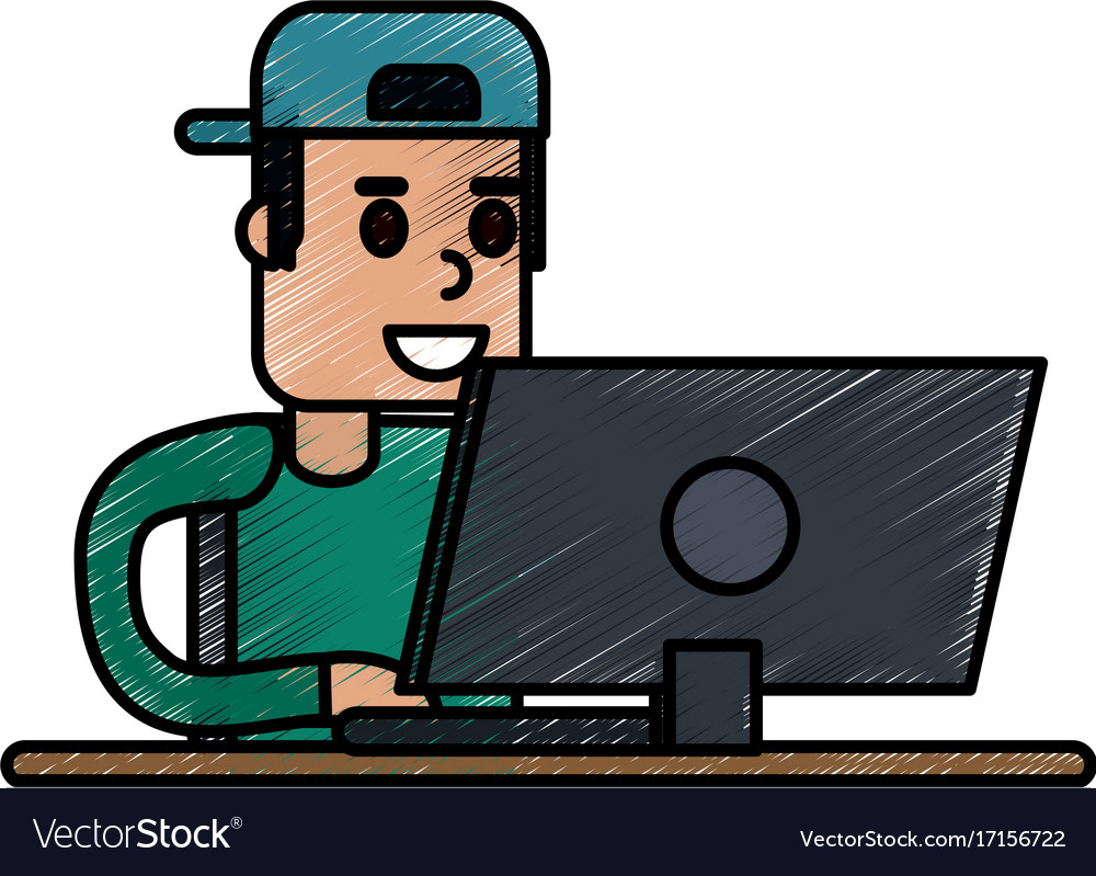 Isolated computer and boy design