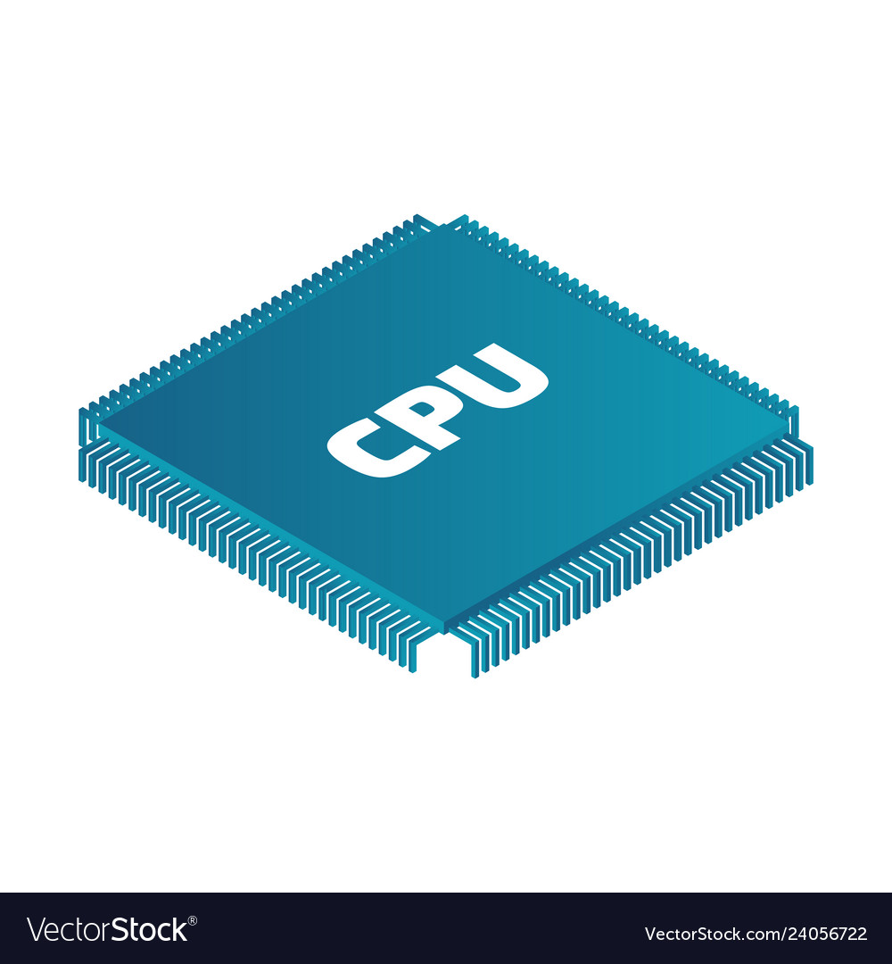 Isometric cpu micro chip color image