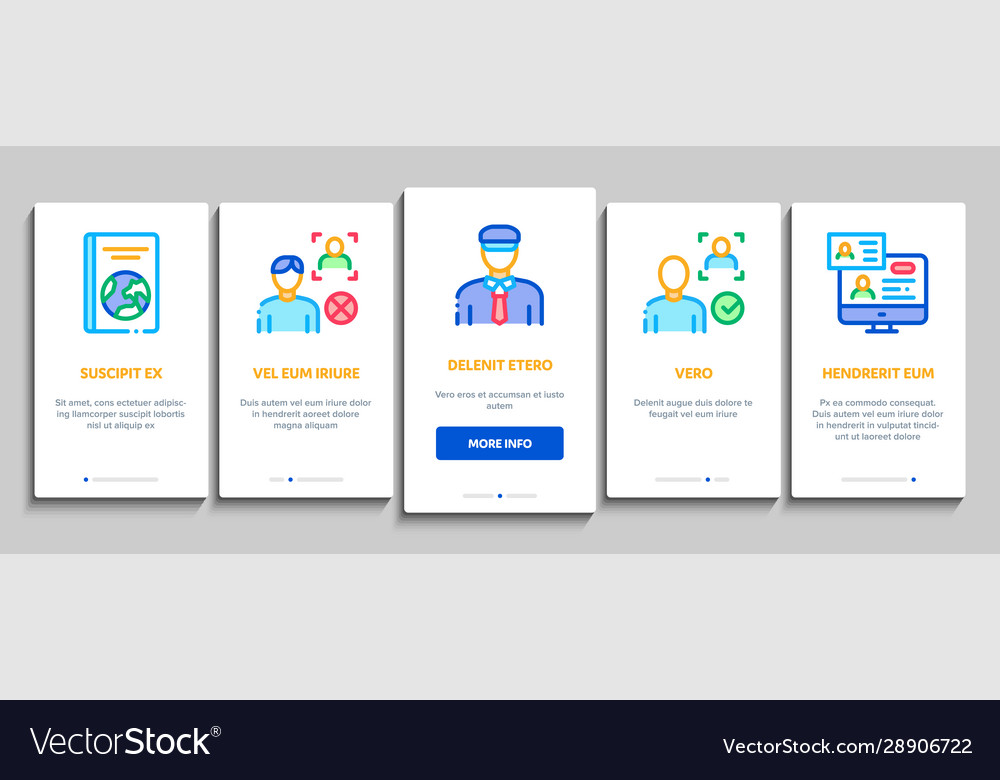 Passport control check onboarding elements icons vector image Passport control check onboarding elements icons