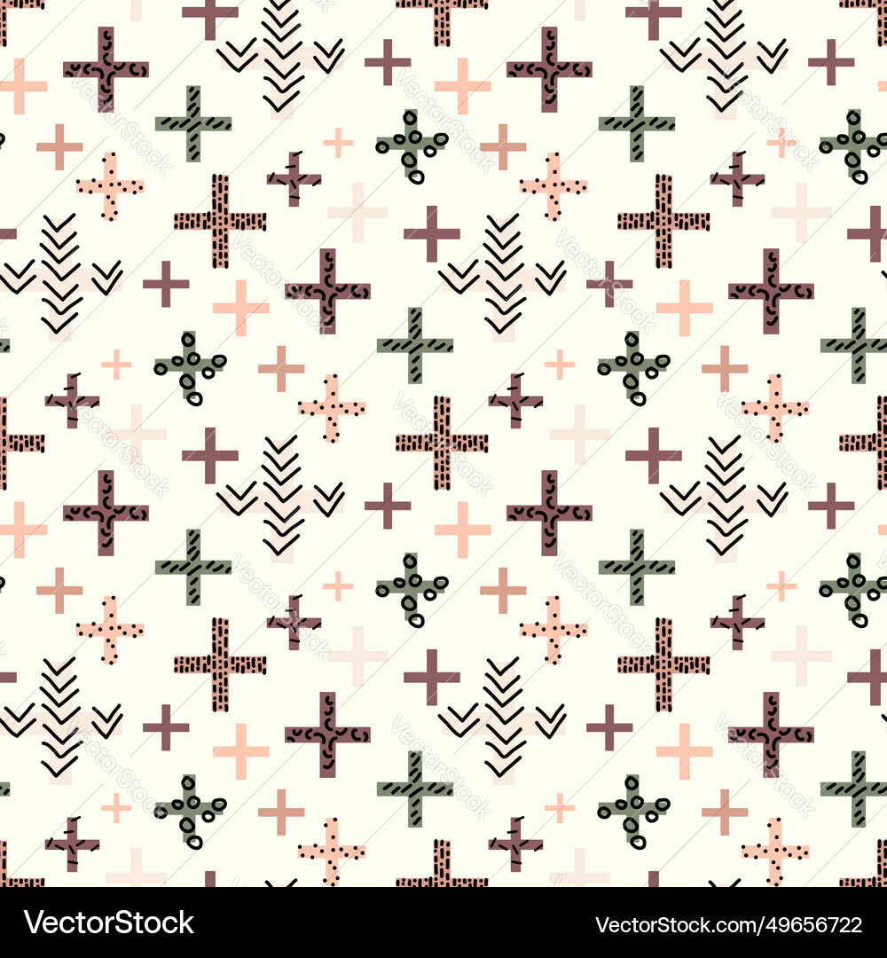 Pattern geometric plus shape doodle texture Vector Image