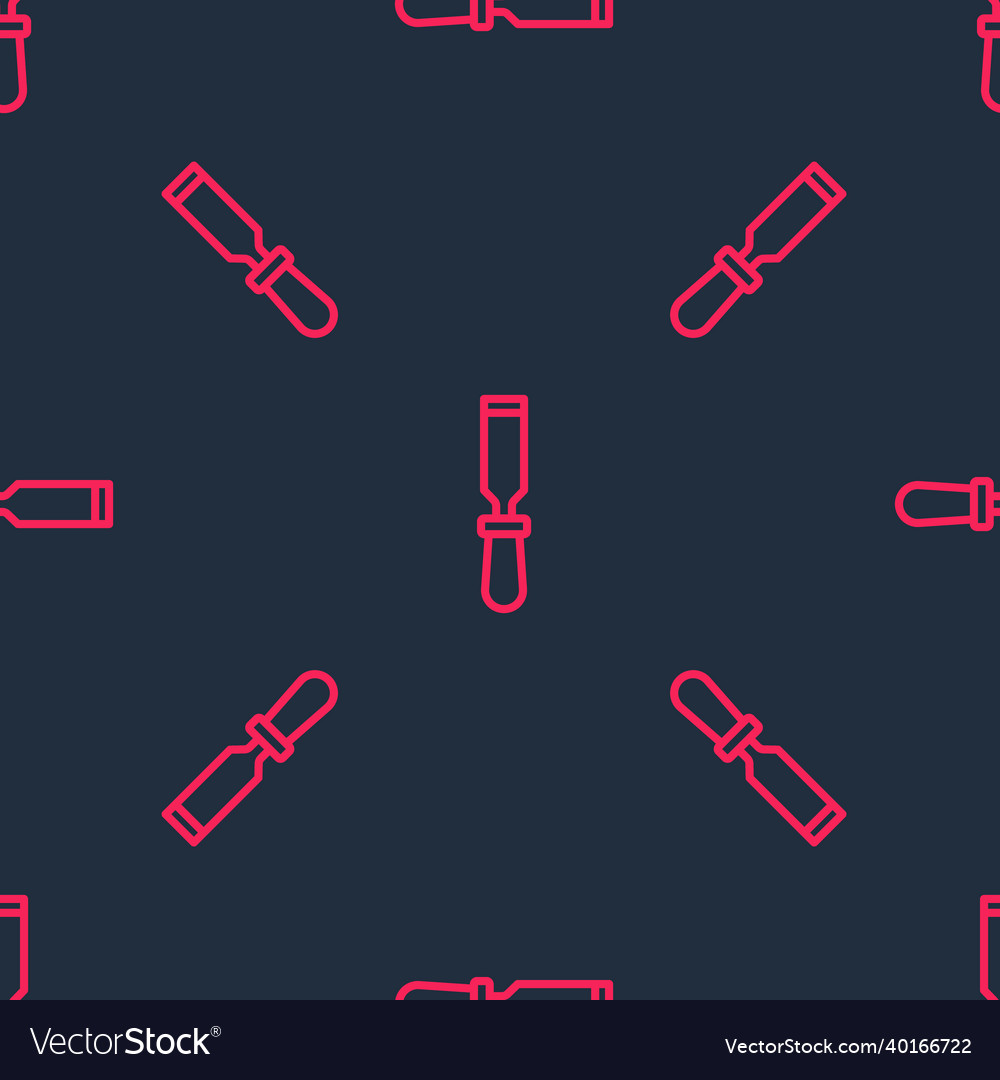 Red line chisel tool for wood icon isolated vector image Red line chisel tool for wood icon isolated