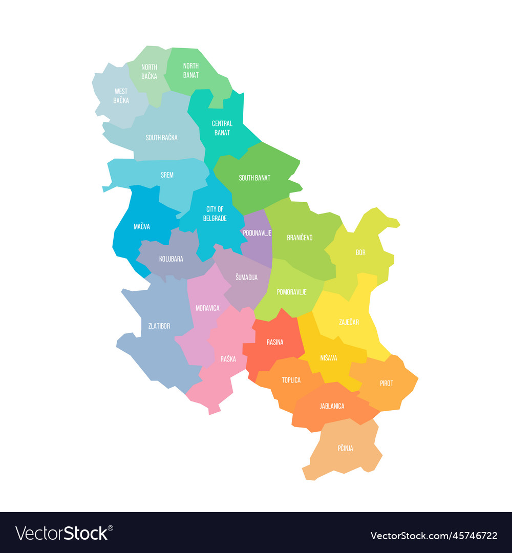 Serbia political map of administrative divisions Vector Image