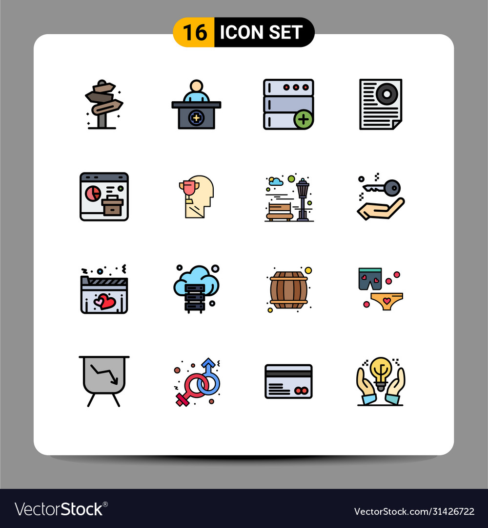 Set 16 flat color filled lines on grid