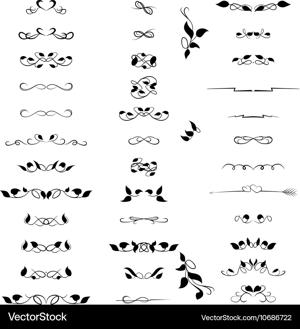 Set decorative design elements calligraphic Vector Image