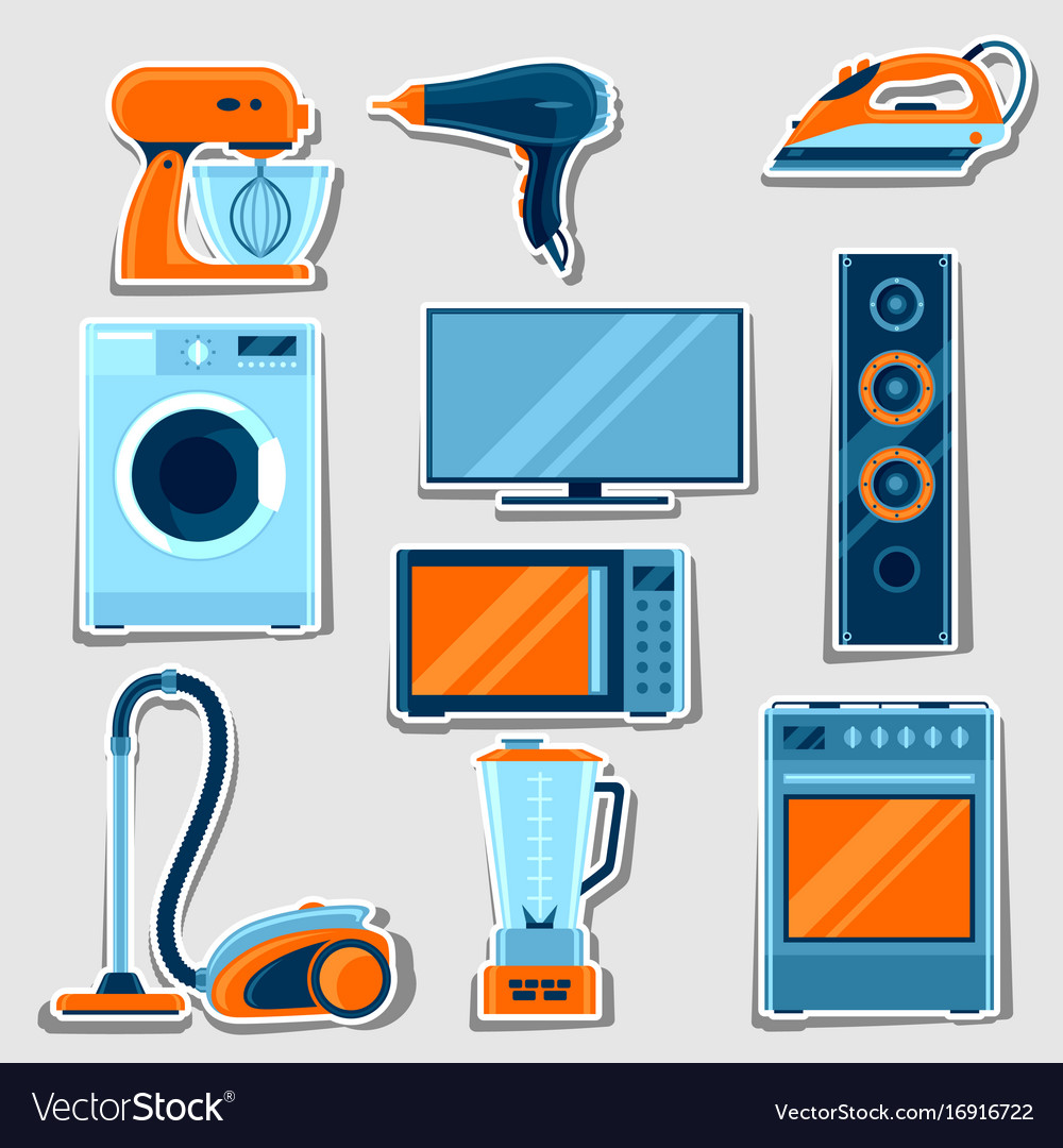 Set home appliances household items for sale Vector Image