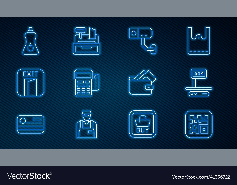 Set line qr code electronic scales security Vector Image Set line qr code electronic scales security