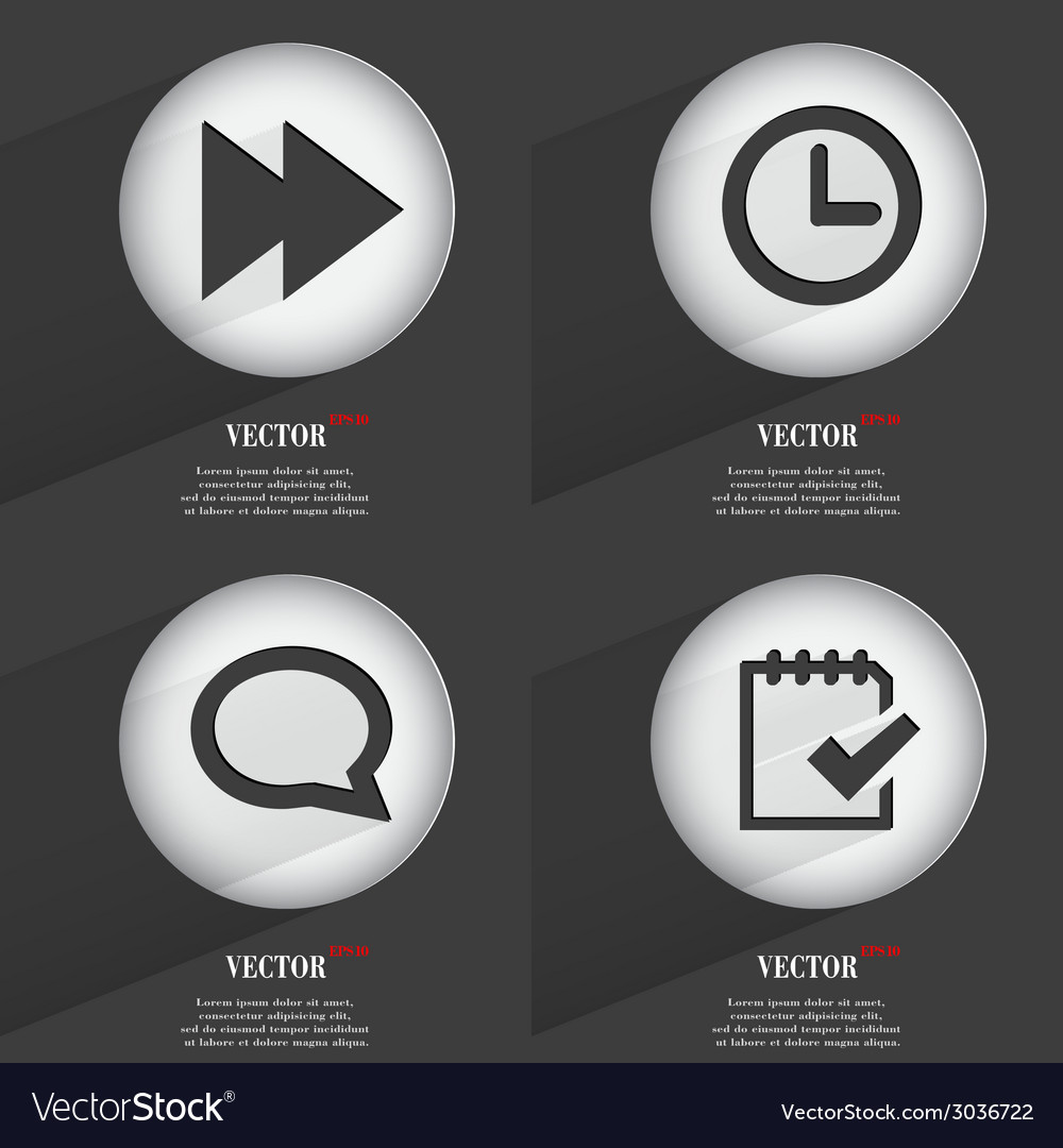 Set of trendy buttons icons with long shadow