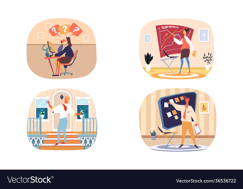 Set on topic work in field vector image Set on topic work in field