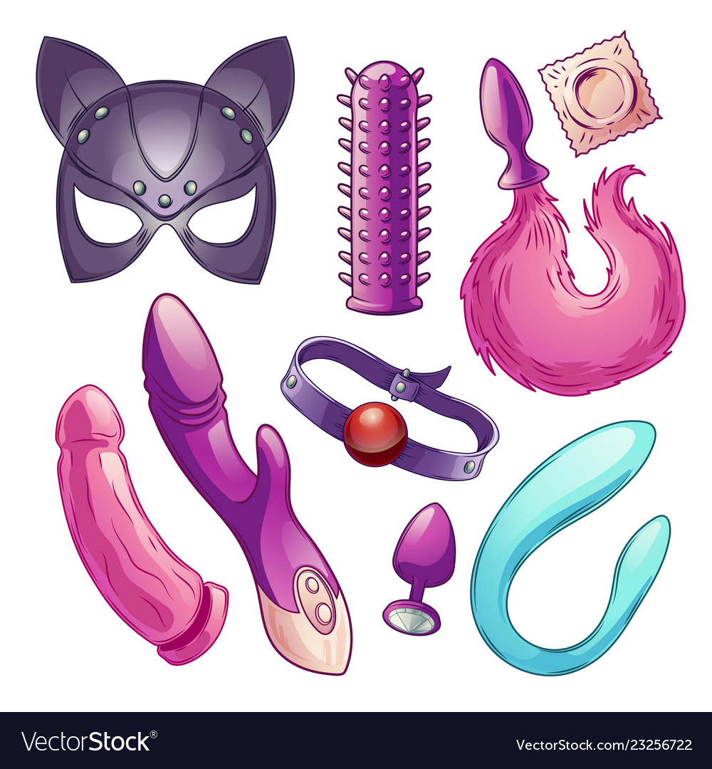 Sex Shop Toys Assortment Cartoon Set Royalty Free Vector 4543