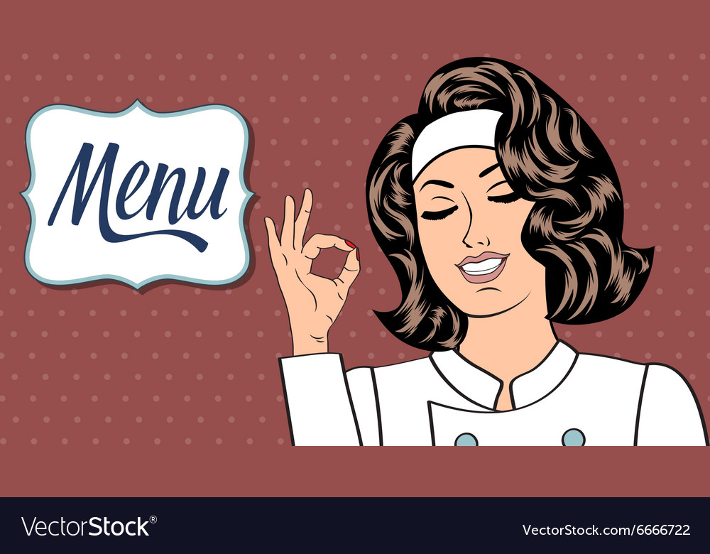 Sexy Chef Woman In Uniform Gesturing Ok Sign Vector Image